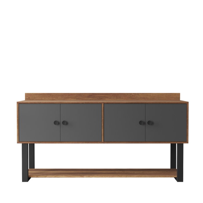 Hanah Home Consola Mn04-Ba, 180x93.2x85 cm, Tablero de Partículas Melaminado, Nogal y Antracita